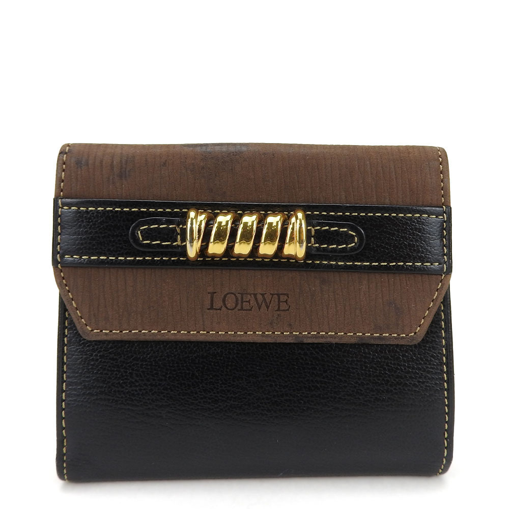 Loewe Loewe Bifold Wallet Velazquez Leather Black Leather Short Wallet